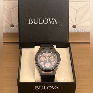 BULOVA Men’s 98A162 CURV collection curved watch with gold accents
